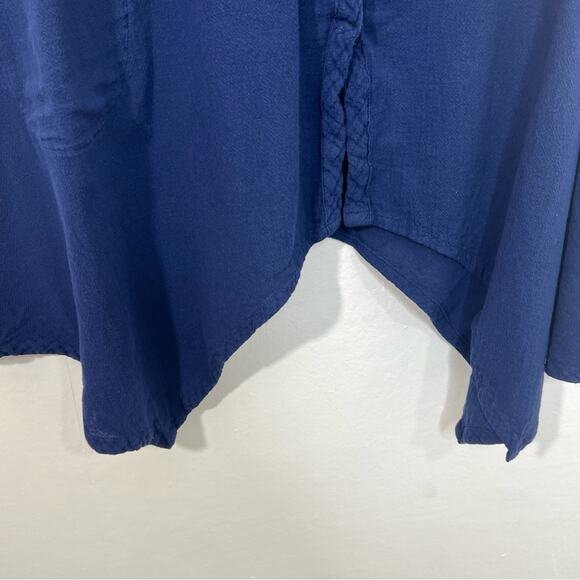 Oh My Gauze! Pico Cotton Royal Blue Button Down Jacket Top Size Small Medium - Picture 9 of 14